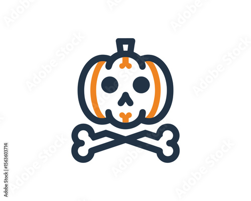 Halloween pumpkin skull and crossbones icon