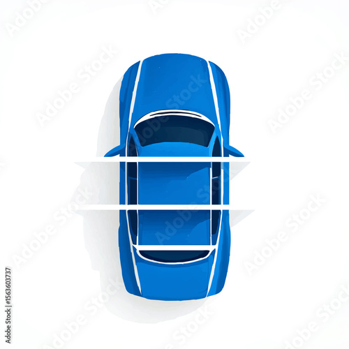 Blue Car Cut Into Sections for Analysis

