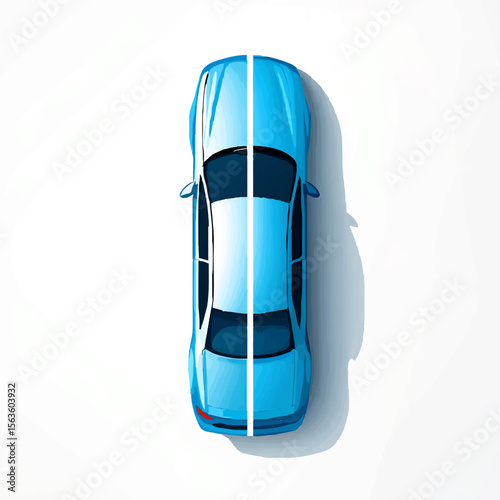 Blue Car Cut Into Sections for Analysis

