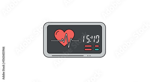 Flat style vector illustration of heart rate monitor for medical poster or educational design
