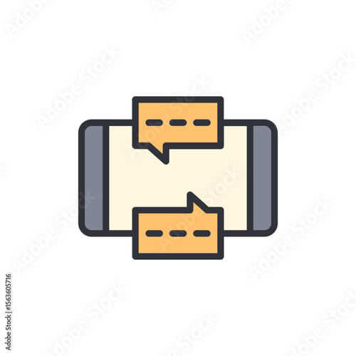 Communication on a mobile device with messaging icon, abstract design