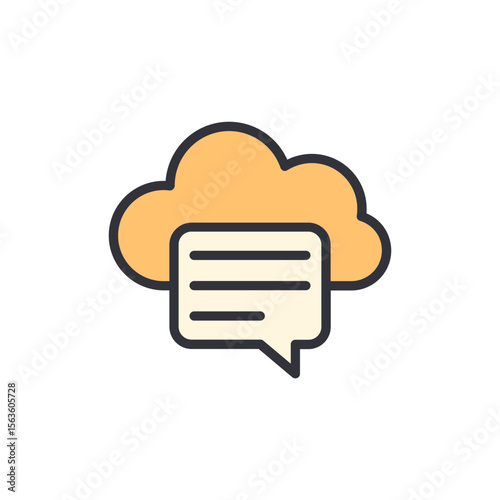 Cloud-Based Communication: Message Notification with Soft Edges on Transparent Base