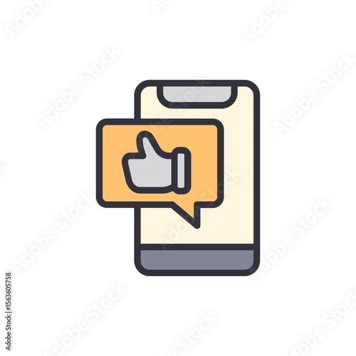 Positive mobile feedback icon promoting interactive communication engagement