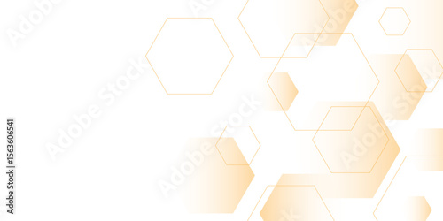 white and orange technology hexagonal abstract background. Abstract gradient hexagon digital technology background. Vector abstract graphic design banner pattern presentation background web template.	