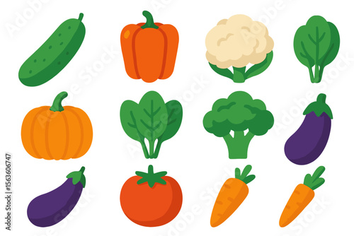 Colorful assortment of fresh vegetables displayed on a white background showcasing healthy eating options