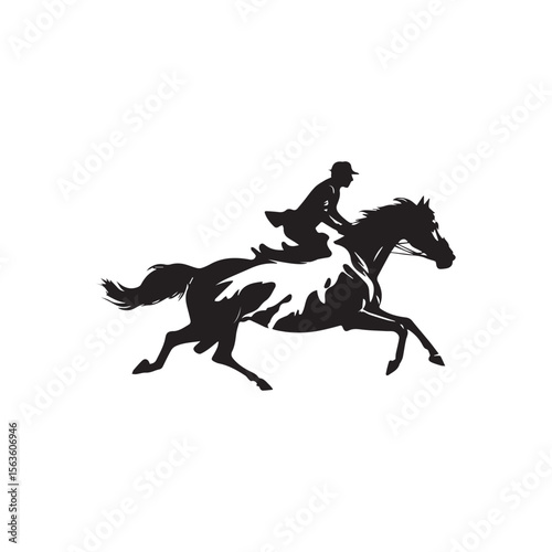 Man Galloping on Horse Silhouette Vector