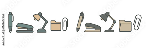 Office supplies arranged in a neat display showcasing functionality and organization essentials for productivity enhancement