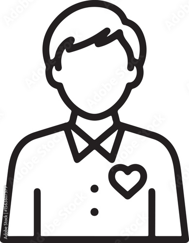 Person with heart symbol outline chest