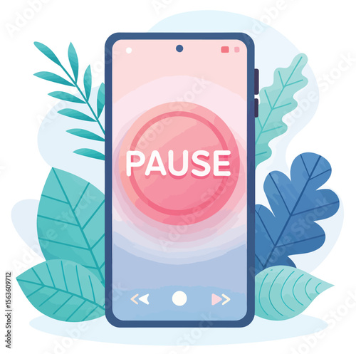 3D Pause App Interface - Digital Break Concept