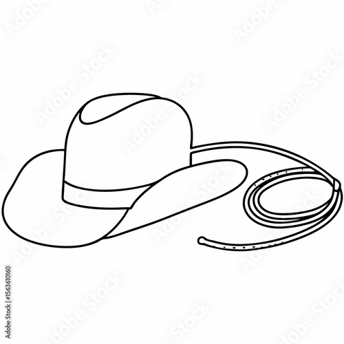 Cowboy hat and lasso on a white background western rodeo