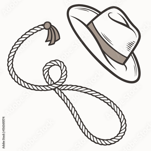 Cowboy hat and lasso rope western