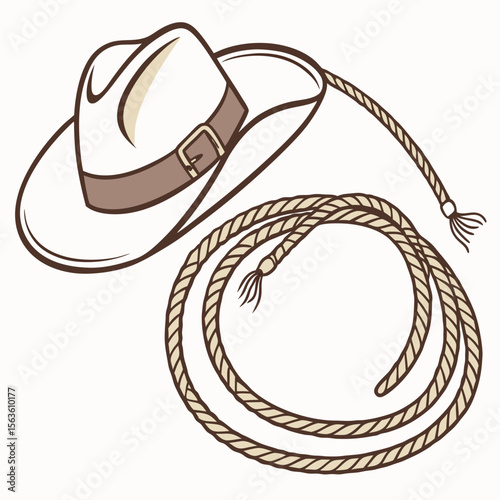 Cowboy hat and lasso rope western
