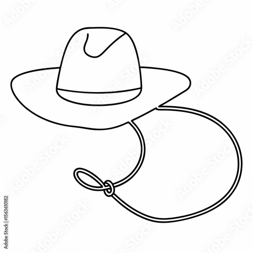 Cowboy hat and lasso on a white background western rodeo