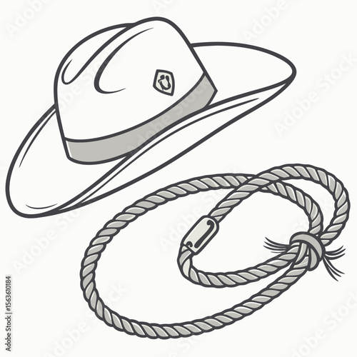 Cowboy hat lasso rope western accessory vector