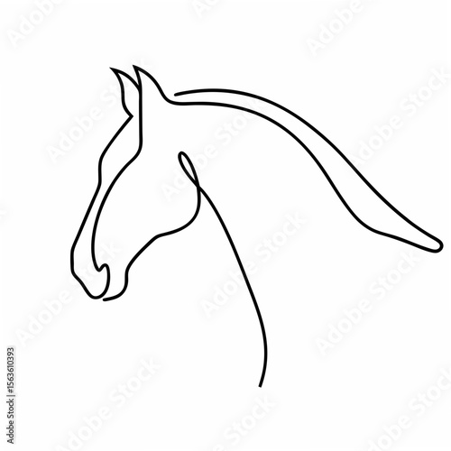 Elegant black horse head outline equine animal