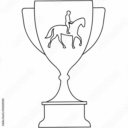Equestrian trophy icon with rider on horse vector