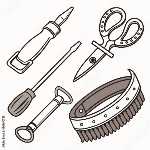 Grooming tools set for equine care horse grooming tools brush