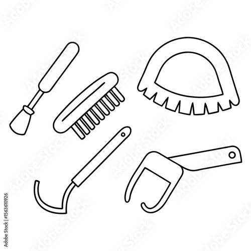 Horse grooming tools set hoof pick curry comb