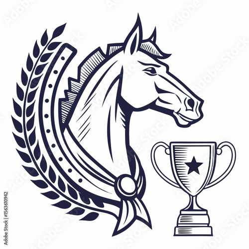 Horse head laurel wreath trophy award equestrian winner