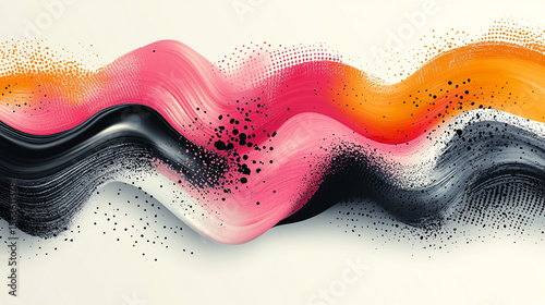 Colorful abstract waves with particles on white background