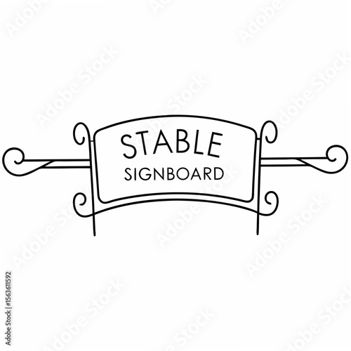 Black ornamental signboard with text stable lettering