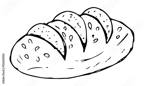 Loaf of bread hand-drawn illustration doodle vector food bakery,