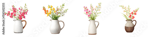 Wallpaper Mural Floral Bouquets in Ceramic Pitchers - Watercolor Illustration Set Torontodigital.ca