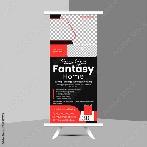 Clean and professional Real Estate Pull Up Banner template design. It is suitable for any project purpose and all types of business.