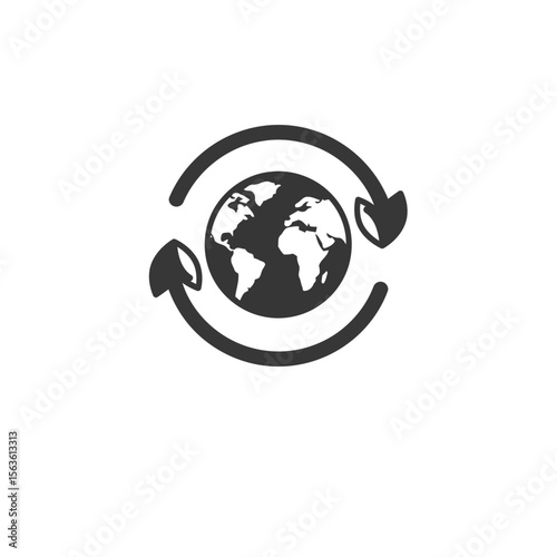 Global Sustainability Icon: A simple yet powerful icon showcases a stylized earth surrounded by two curved arrows.