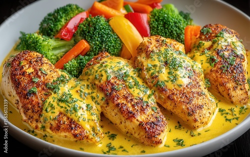 Creamy mustard chicken with vegetables