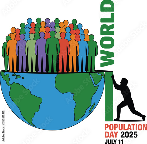 World Population Day 2025 Globe and People Icon