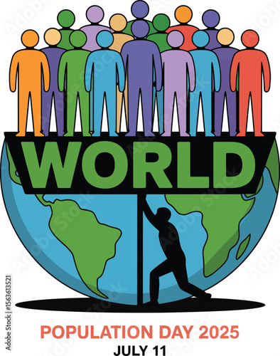 World Population Day 2025 Symbol with Globe and People