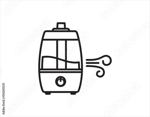 Vector line icon of an air humidifier in simple black contour style.

