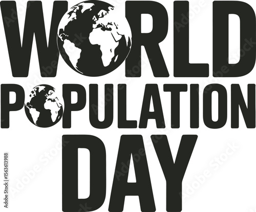 World Population Day Earth Globe Typography Icon