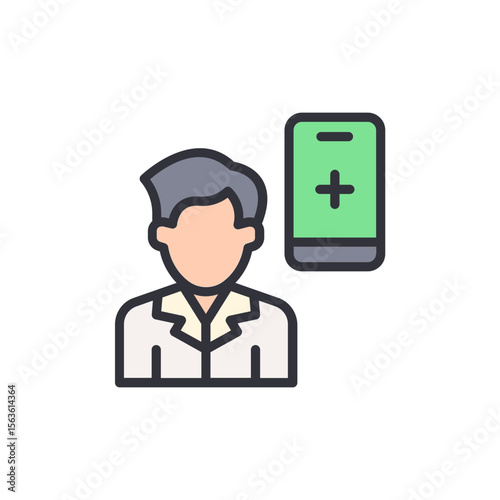 Doctor Consulting Via Mobile Health Application With Transparent Background