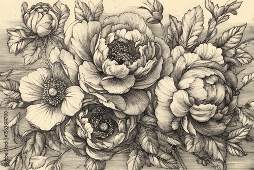 pixel perfect image of Engraving floral background