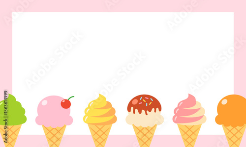 Ice Cream Pink Frame Background for Summer Wallpapers, Digital Backgrounds, Greeting Cards, Party Decor, Social Media, and Invitations