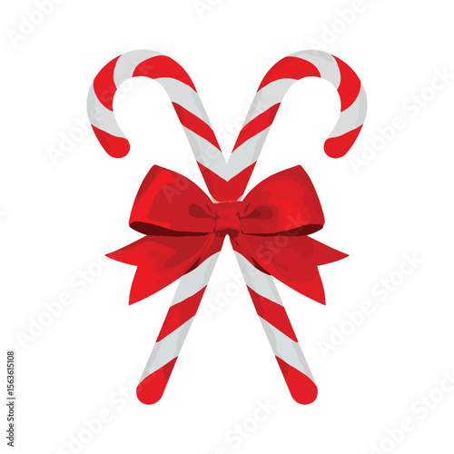 Christmast Candy with ribbon on white background