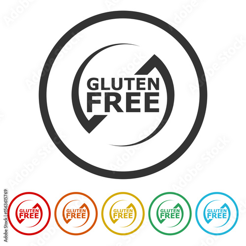 Gluten Free sign icon. Set icons in color circle buttons