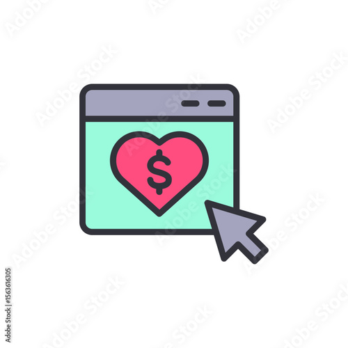 Online Giving Interface With Heart Shaped Dollar Sign And Cursor