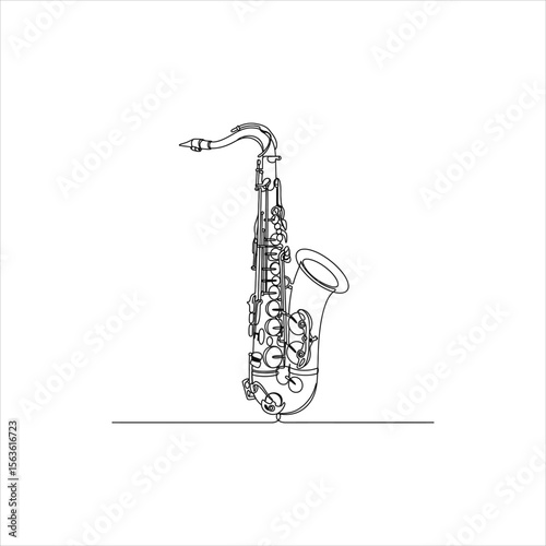 Line art illustration of saxophone
