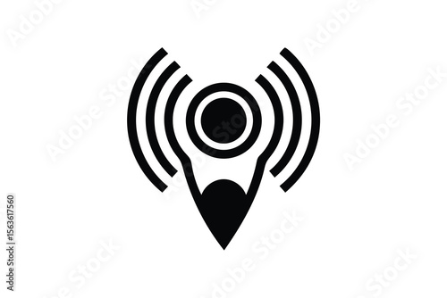 Wireless Location Icon with Signal Waves