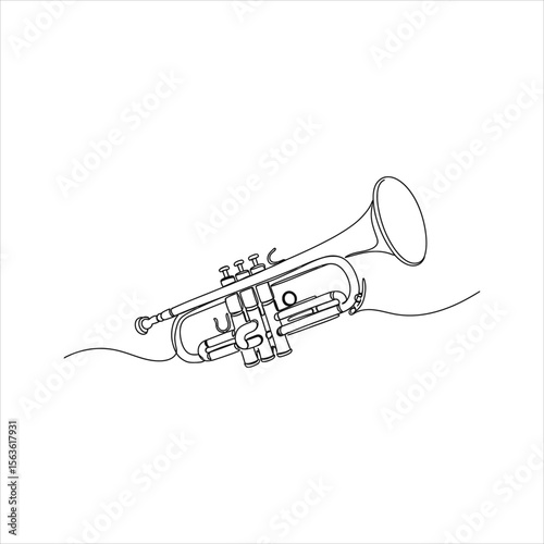 Line art illustration of trumpet