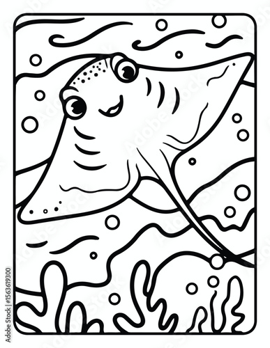 Cute Sea Animal Vector Coloring Pages