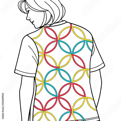 A dynamic repeating circular pattern, creating a modern and harmonious aesthetic for apparel.
