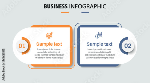 Vector infographic template with icons and 2 options or steps	