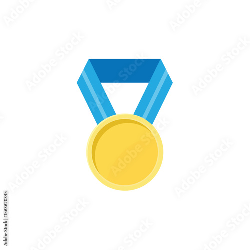 Golden Blue Ribbon Simple Illustration