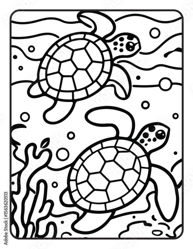 Cute Sea Animal Vector Coloring Pages