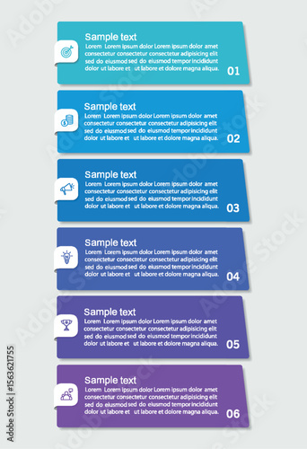 Infographic design business template with 6 options, steps. Can be used for workflow layout, diagram, annual report, web design	