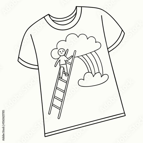 An elegant thin line art cloud, perfect for weather-related designs, abstract concepts, and serene apparel.